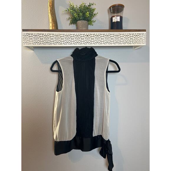 Zara Basic Cream and Black Silk Blend ColorBlock Sleeveless Blouse Size Small - Picture 1 of 6